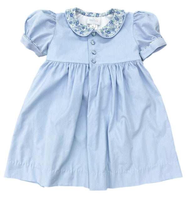 Ava Cord Dress- Blue Floral