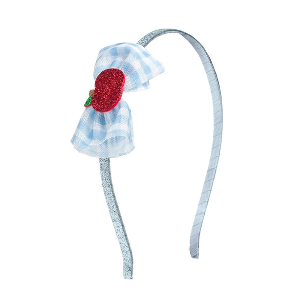 Apple Gingham Tulle Bow Headband