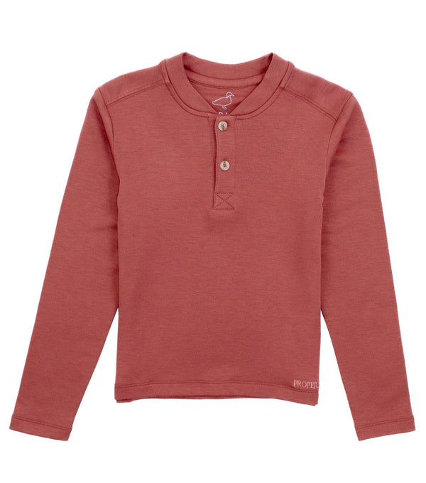 Shoreline Henley LS- Salmon
