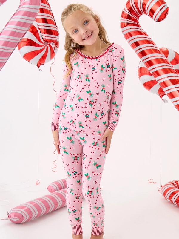 Holly Candy Canes LS Pajama Set
