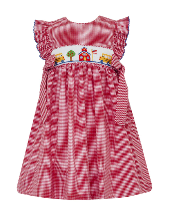 Back To School Sleeveless Dress W/ Side Bows- Red Gingham