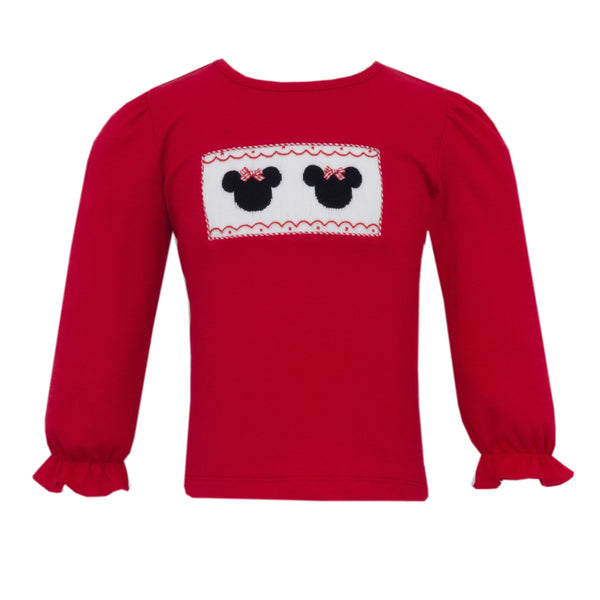Mouse Ears Knit Ruffle T-Shirt- Red