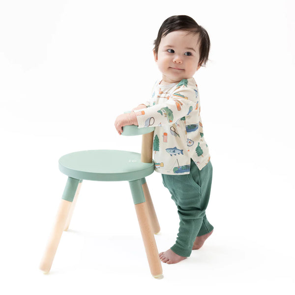 Fishing Things L/S Henley Jogger Set- Frosty Spruce