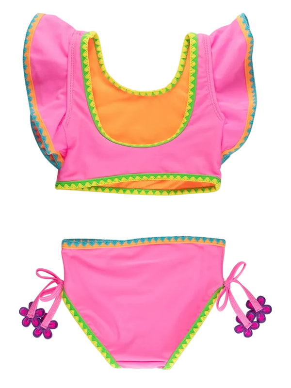 Neon Pink Crochet Butterfly Tankini 2-Piece Swimsuit