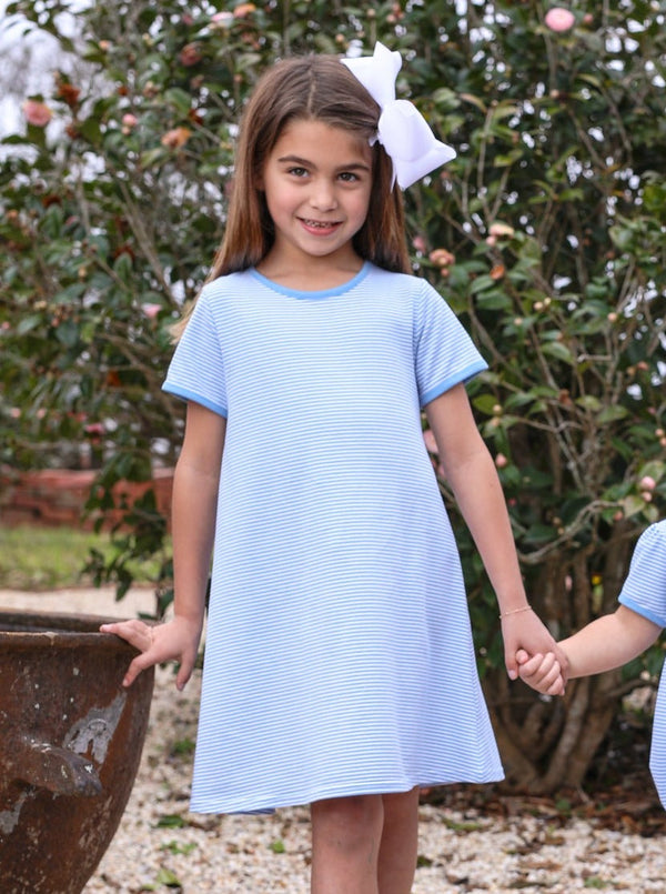 Sarah Dress Cornflower Blue Stripe