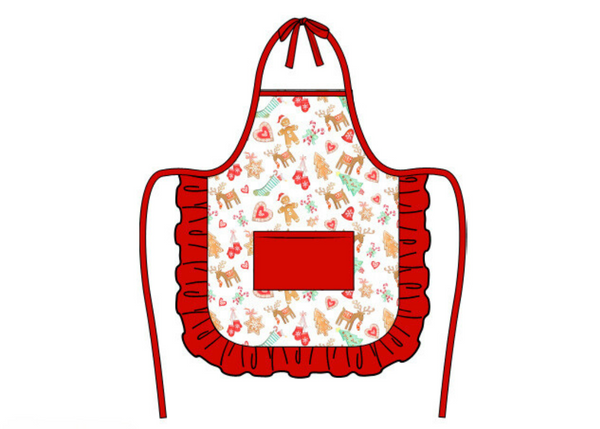 Girls Red Gingerbread Apron