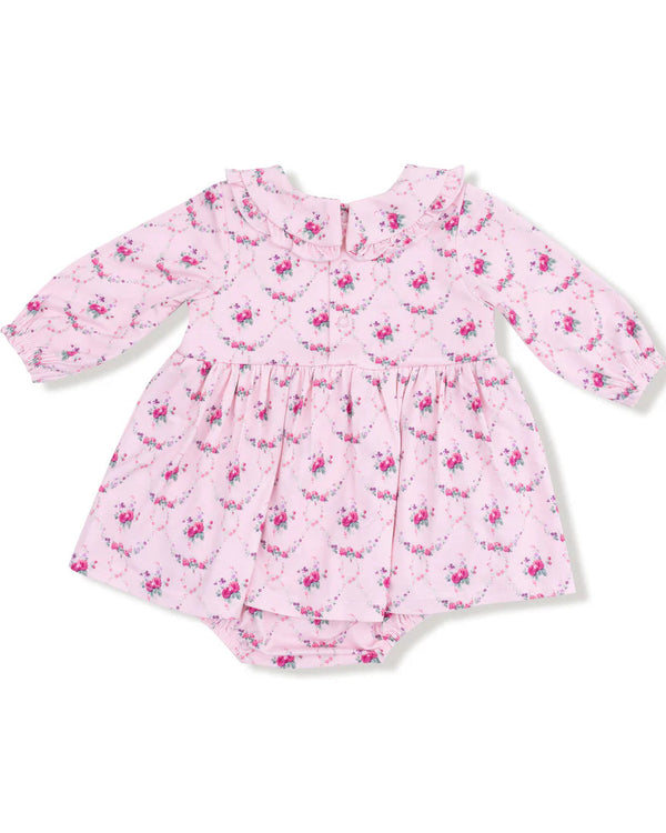 Rose Garden Trellis L/S Ruffle Collar Bubble W/ Skirt