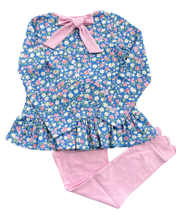 Peggy Peplum Knit Legging Set- Fall Floral