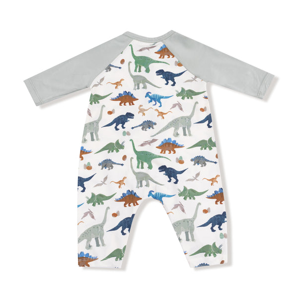 Washy Dinos L/S Raglan Henley Romper