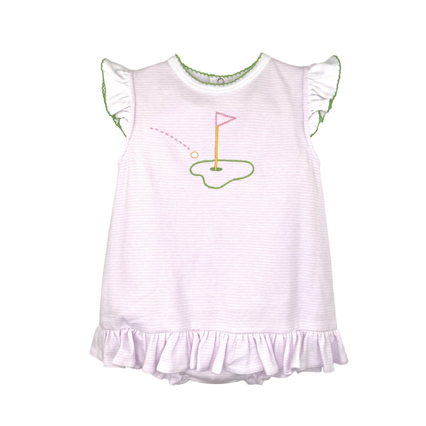 Golf Ruffle Bubble- Pink Stripe