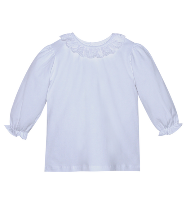 White Knit LS Collar Blouse