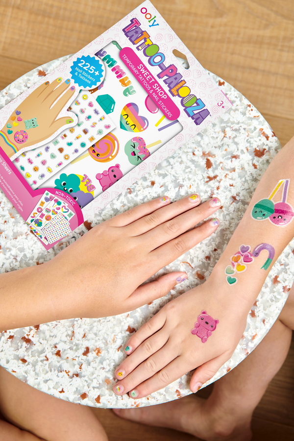 Tattoo Palooza: Temporary Tattoos & Nail Stickers- Unicorns & Rainbows (4 Sheet Set)