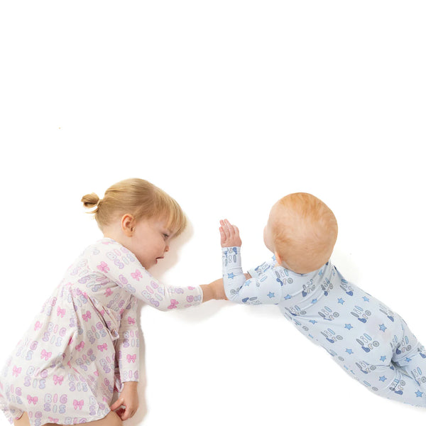 Lil Bro 2 Way Zipper Footie- Light Blue