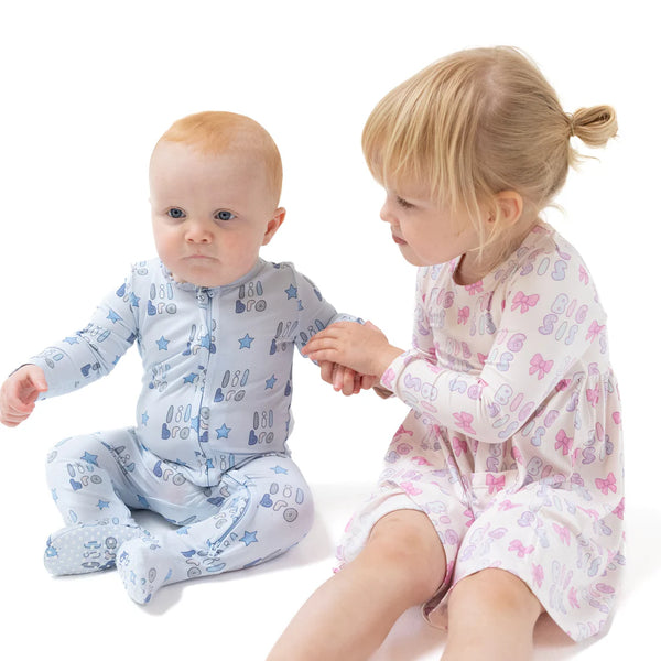 Lil Bro 2 Way Zipper Footie- Light Blue