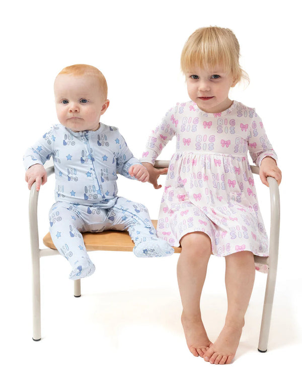 Lil Bro 2 Way Zipper Footie- Light Blue