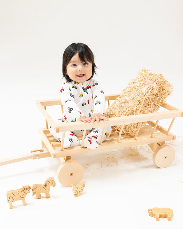 Mini Tractors 2 Way Zipper Footie