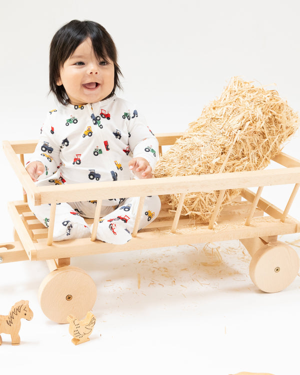 Mini Tractors 2 Way Zipper Footie