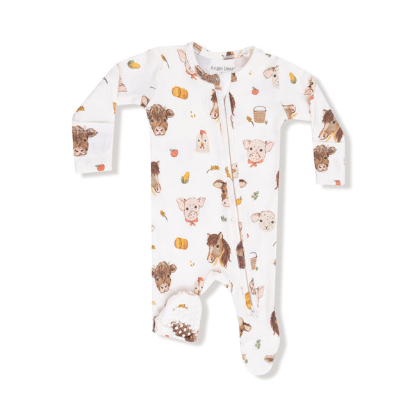 Vintage Baby Farm Animals 2 Way Zipper Footie