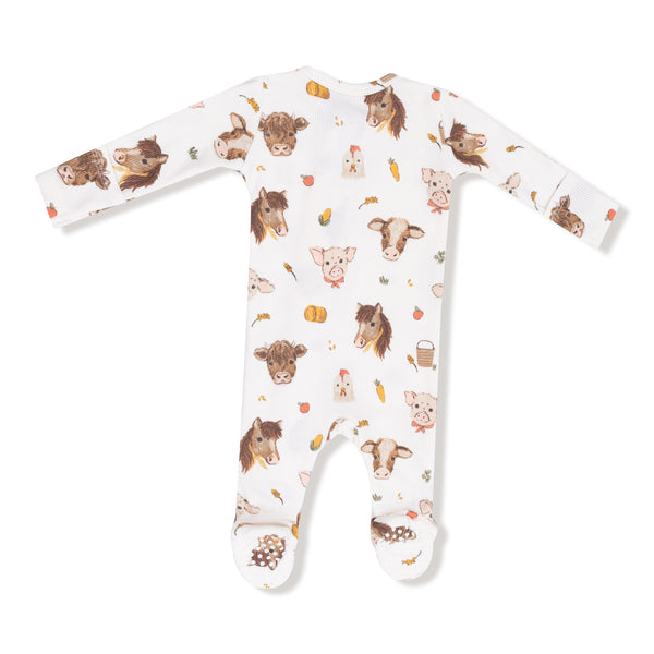 Vintage Baby Farm Animals 2 Way Zipper Footie