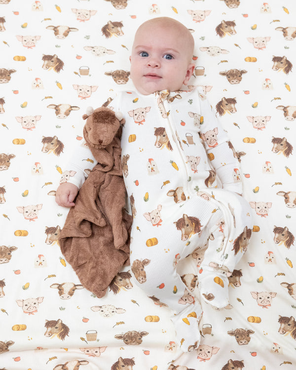Vintage Baby Farm Animals 2 Way Zipper Footie