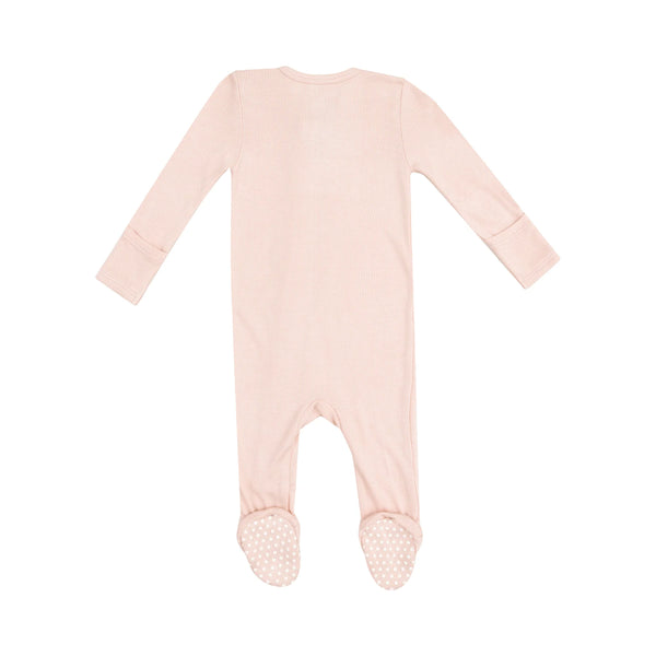 Solid Rose Smoke Rib 2 Way Zipper Footie
