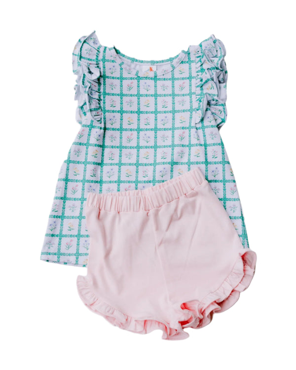 Whimsy Knit Ruffle Short Set
