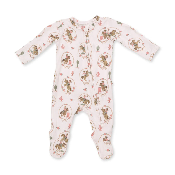 Cowgirl Cameos 2 Way Ruffle Zipper Footie