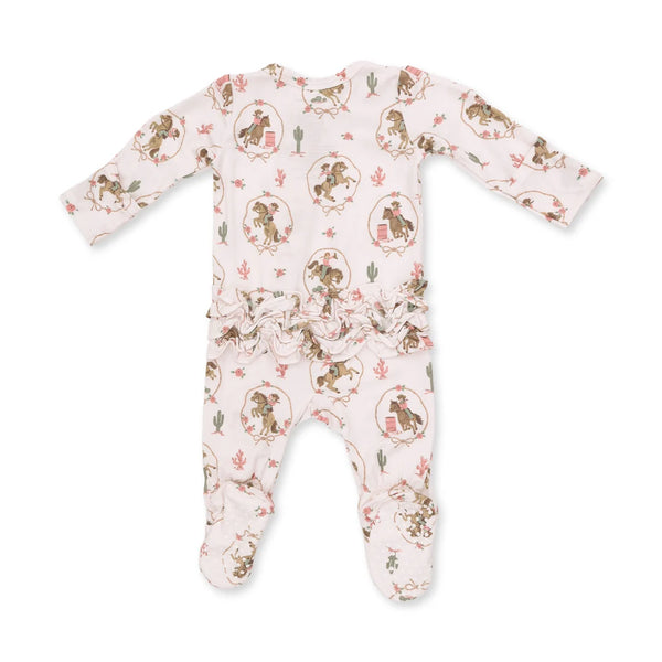 Cowgirl Cameos 2 Way Ruffle Zipper Footie