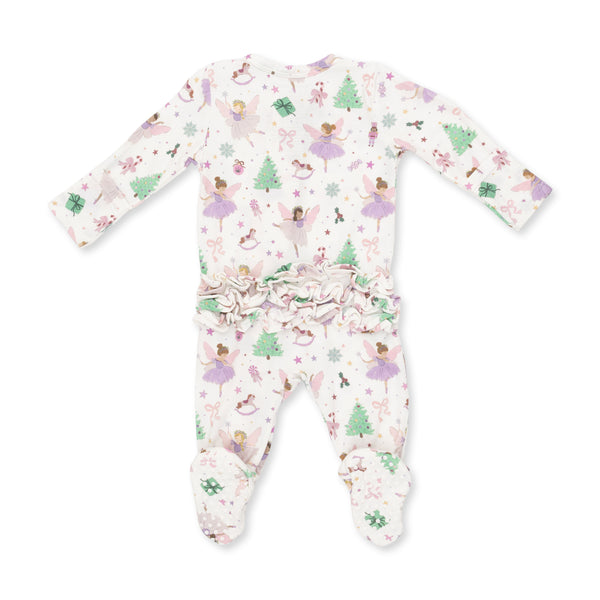 Sugar Plum Fairies 2 Way Ruffle Zipper Footie