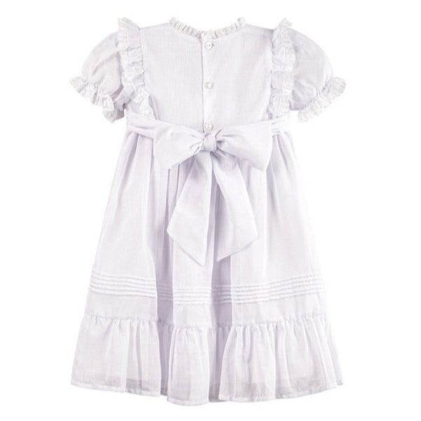 White Voile & Lace Tea Length Dress