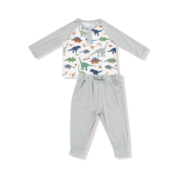 Washy Dinos L/S Raglan Henley Jogger Set