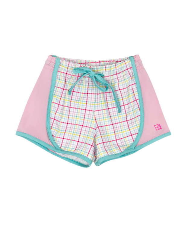 Elise Short- Palm Island Windowpane, Cotton Candy Pink, Totally Turquoise
