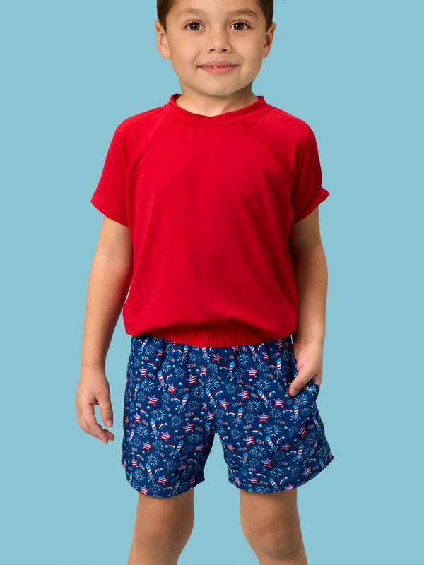 Red White & Boom Fireworks Performance Court Shorts
