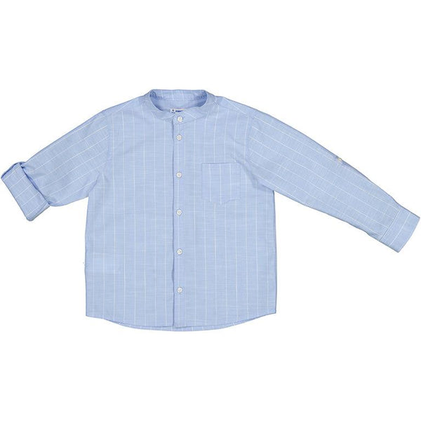 L/S Mao Collar Shirt- Sky Blue