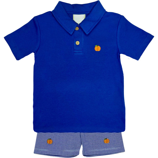 Pumpkin Leo Knit Short- Royal Blue Bitty