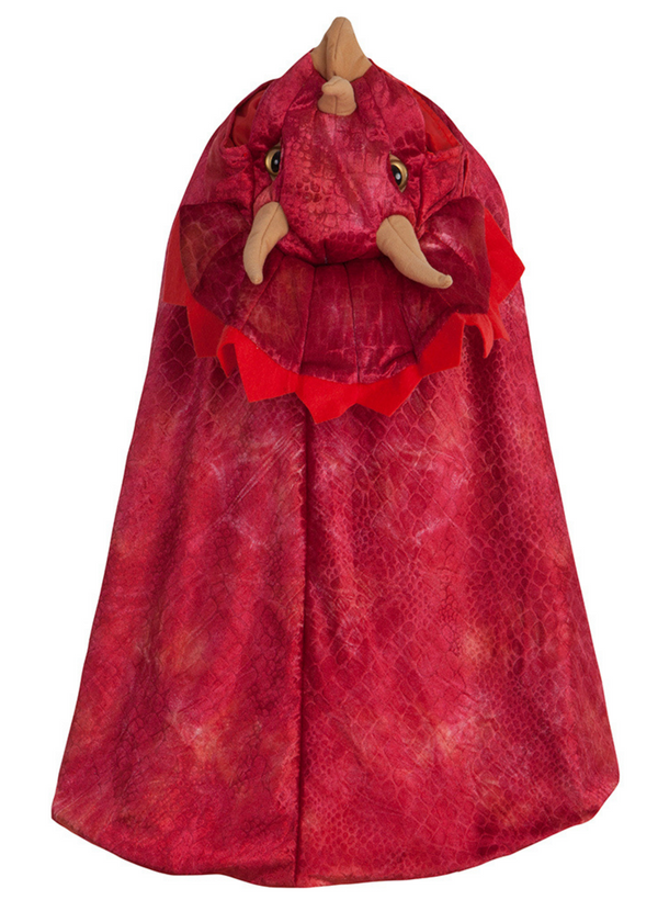 Triceratops Hooded Cape- Red