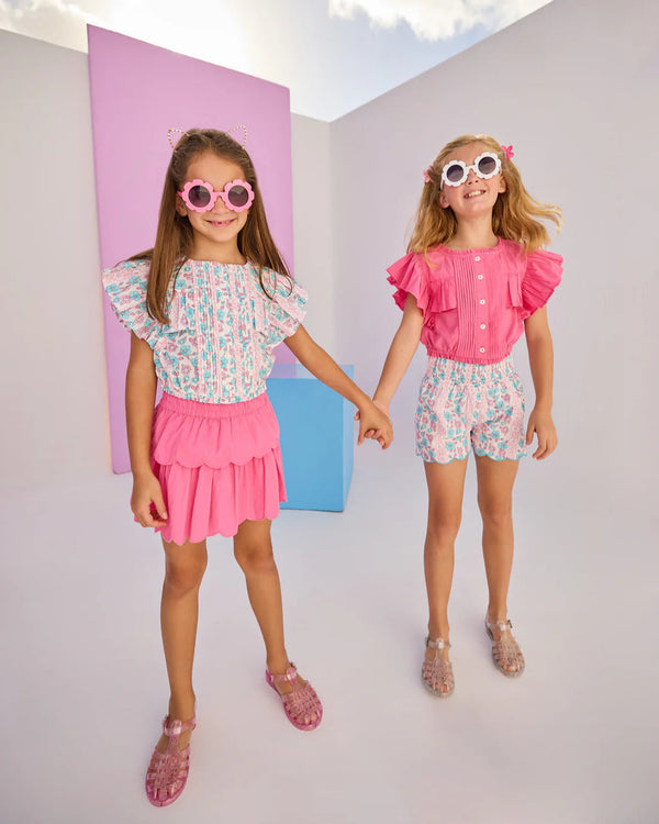 Tiered Skort- Hot Pink