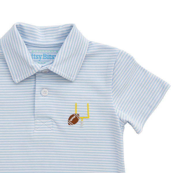 Game Day Polo Romper- Light Blue