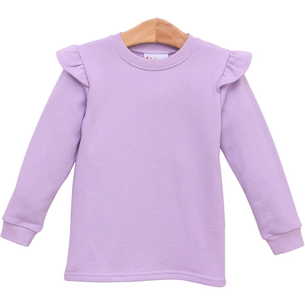 French Terry Flutter Pullover- Lavender