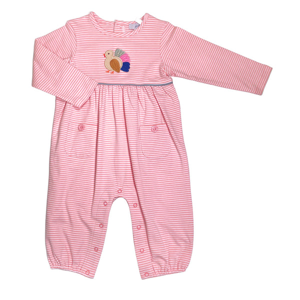 Turkey Applique Romper- Pink