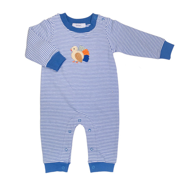Turkey Applique Romper- Blue