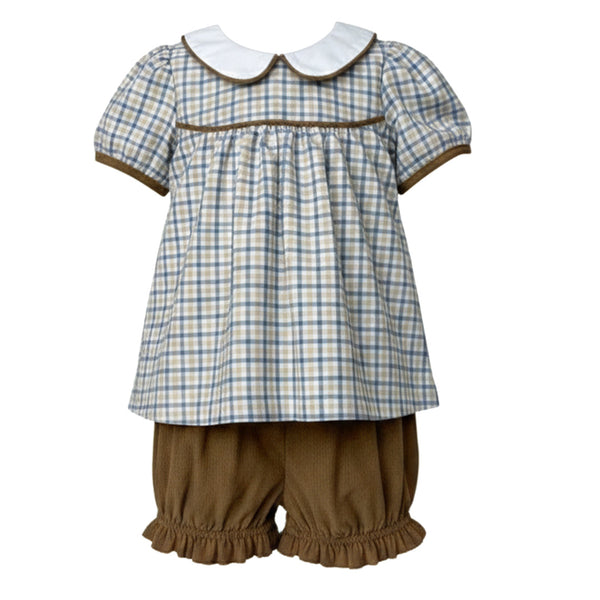 Blue/Khaki Plaid Bloomer Set