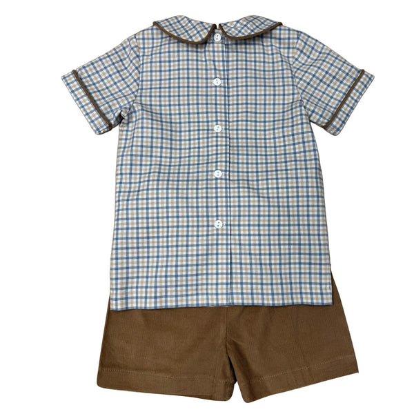 Blue/Khaki Plaid Short Set