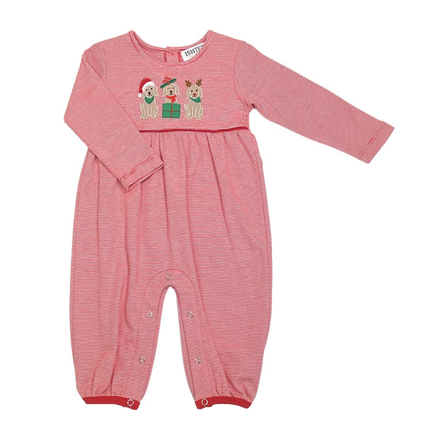 Christmas Dog Trio Girl Romper