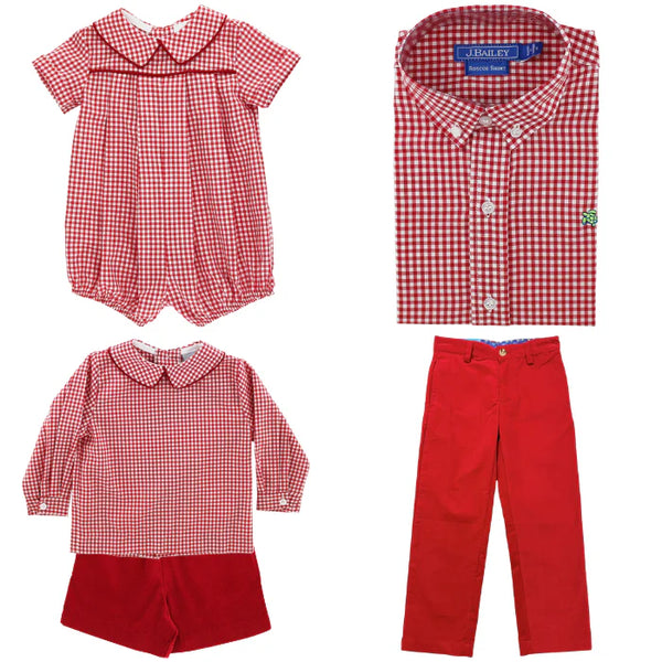 Red Corduroy- Elastic Waist Short