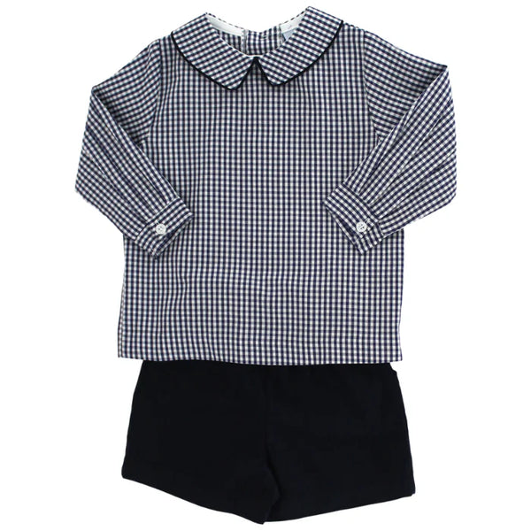 Navy Corduroy- Elastic Waist Short