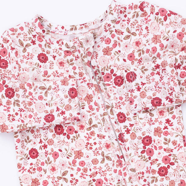 Serene Floral 2 Way Ruffle Zipper Footie