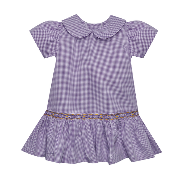 Tiger Purple/Gold Smocked Dress 8