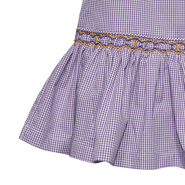 Tiger Purple/Gold Smocked Dress