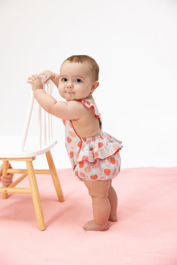 Strawberry Bliss Ric Rac Ruffle Sunsuit-